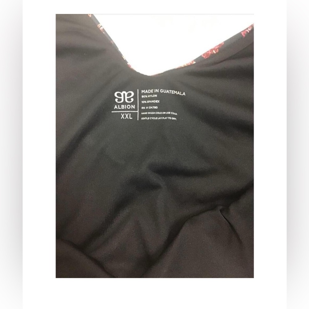 Albion Fit Floral Bathing Suit  - Black and Red - Picture 6 of 8